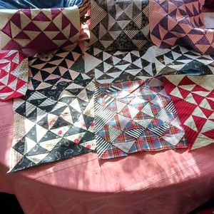 Hand stitched vintage quilt squares.